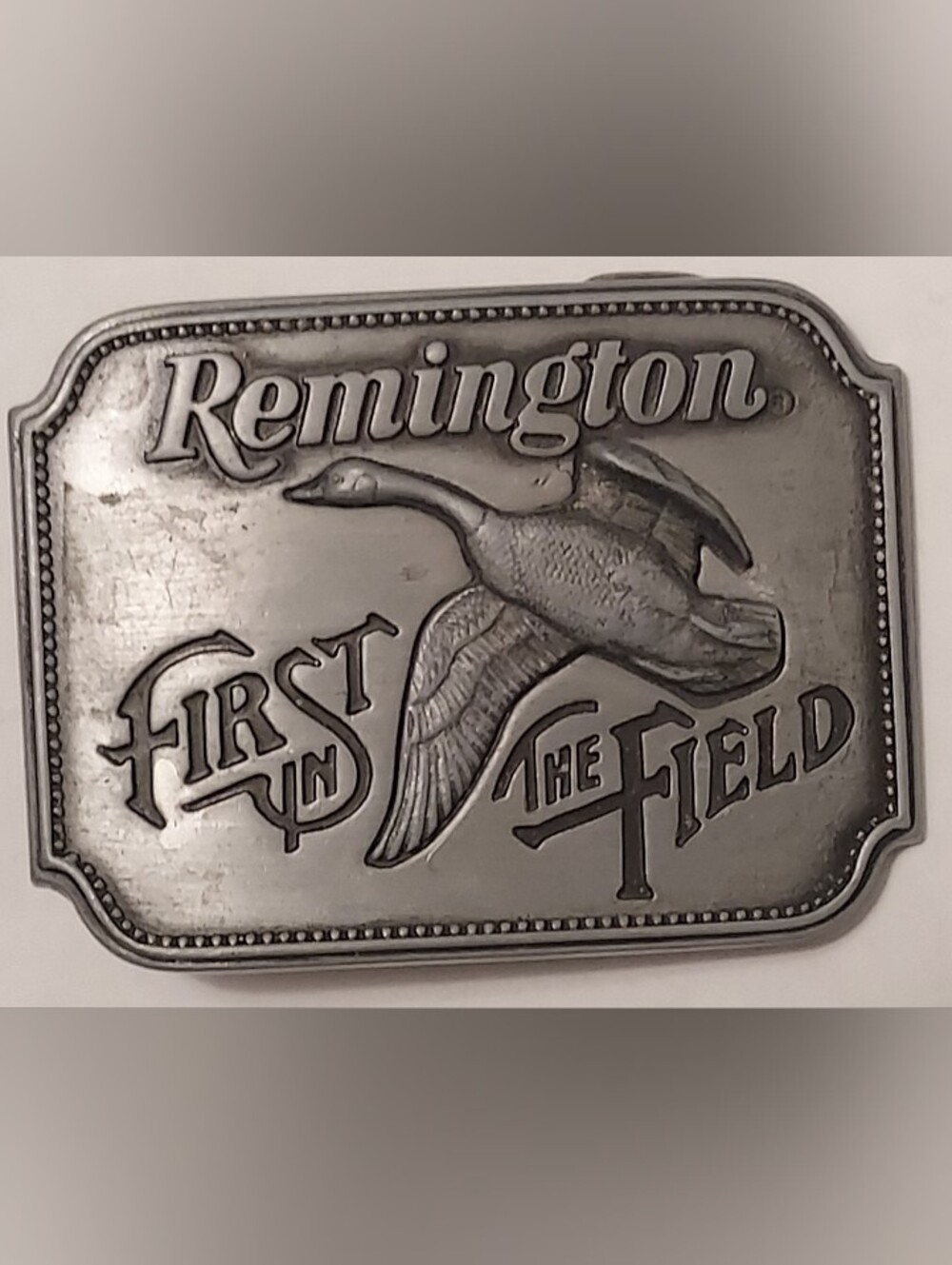 VTG 1980 Remington Canada Goose Pewter Belt Buckle Sid Bell USA Made